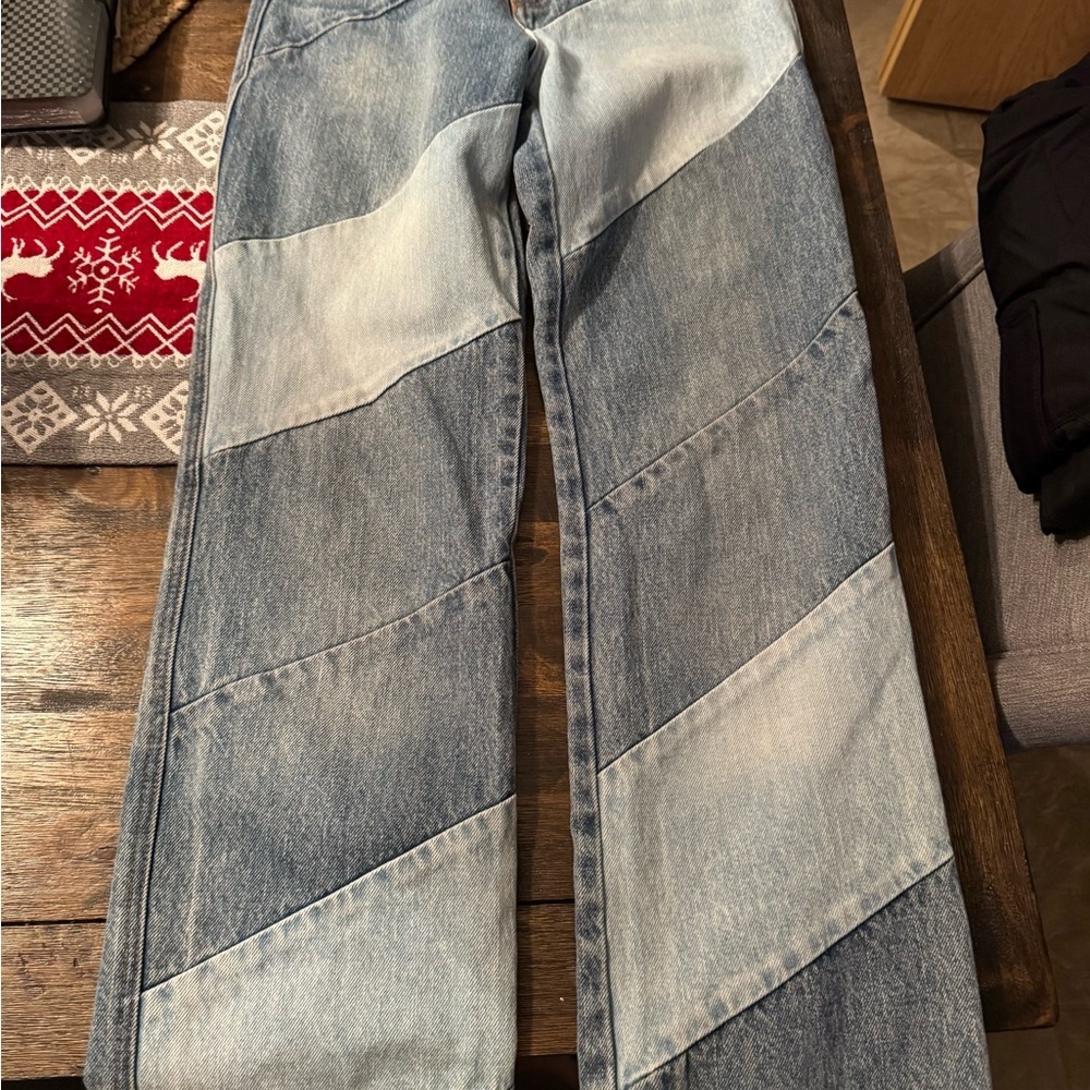 REVICE Denim Patchwork Straight Leg Jeans - Picture 3 of 4